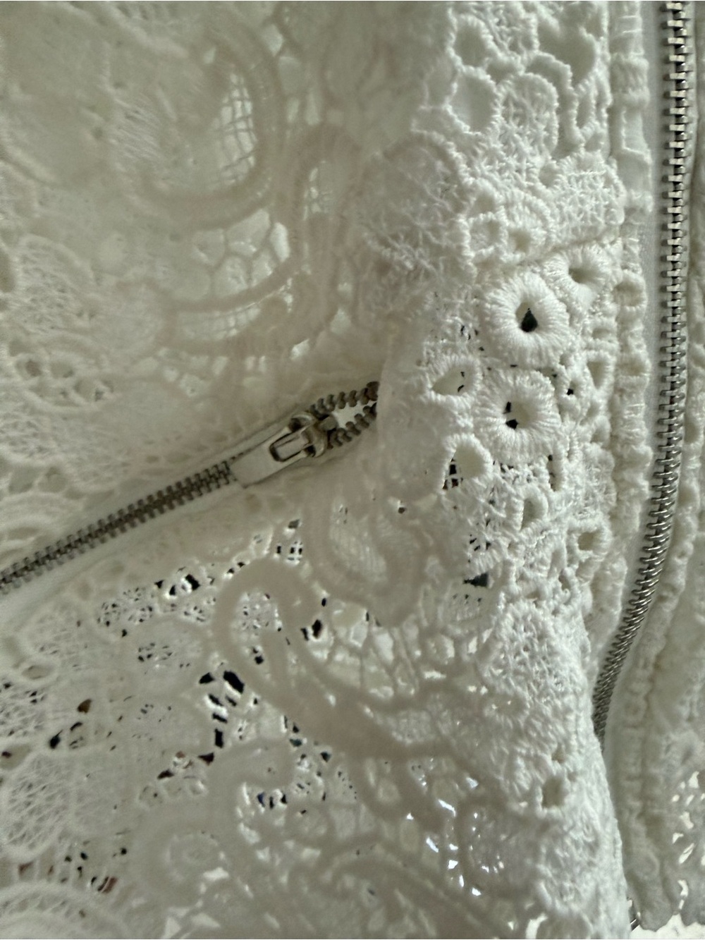 Zara Cream Lace Zip-Front Cardigan / Bomber Jacket - M - Picture 14 of 14